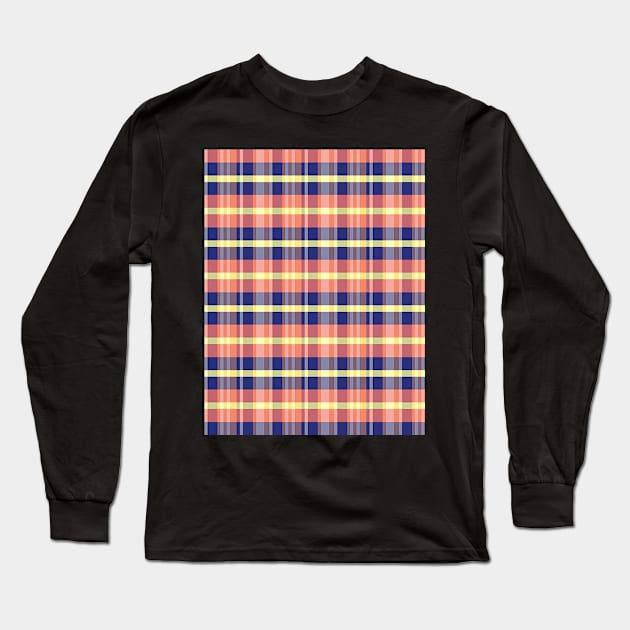 Sunset and Sunrise Aesthetic Iagan 2 Hand Drawn Textured Plaid Pattern Long Sleeve T-Shirt by GenAumonier